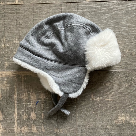 NWT Janie and Jack Grey Knit Fur Lined Baby Hat - Picture 1 of 7